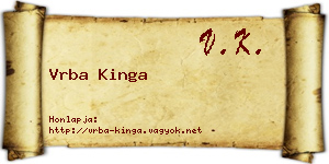Vrba Kinga névjegykártya